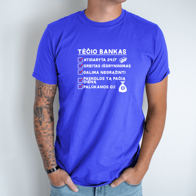Unisex marškinėliai su spauda „Tėčio bankas“ - Image 6