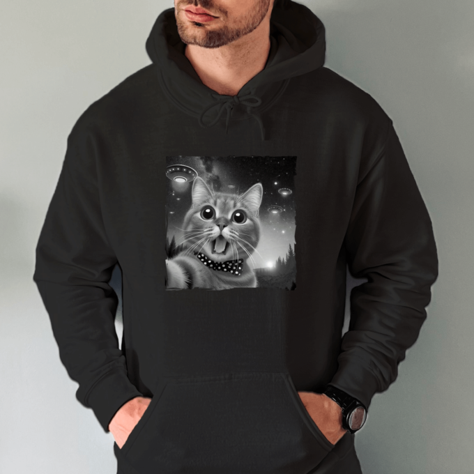 Unisex džemperis su spauda „Ufo katinas“