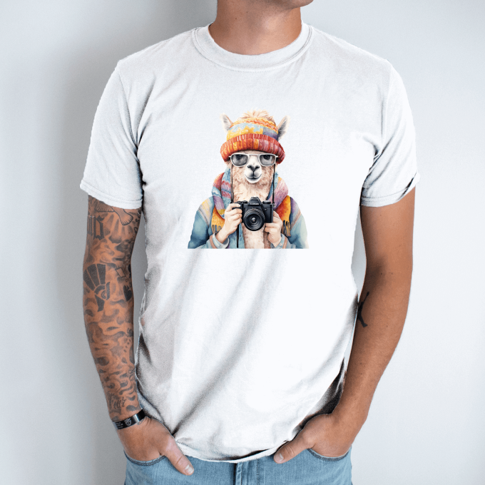 Unisex marškinėliai su spauda „Alpaka“