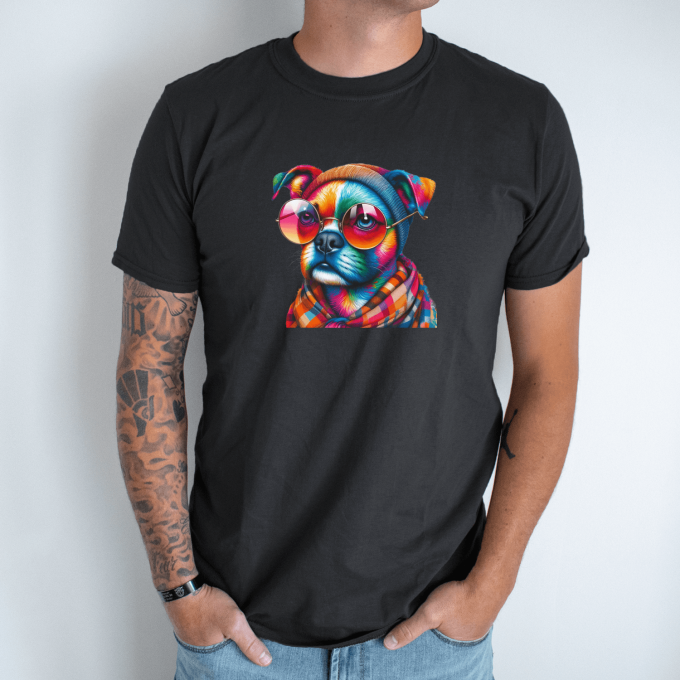 Unisex marškinėliai su spauda „Dėmesingas šuo“ - Image 5