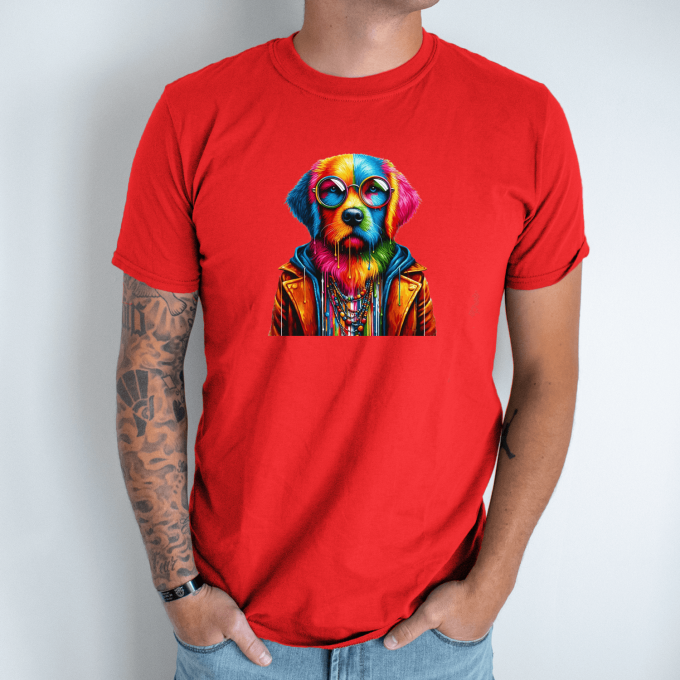 Unisex marškinėliai su spauda „Kietas šuo“ - Image 4