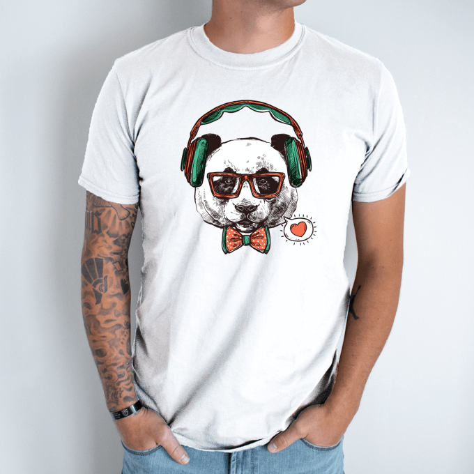 Unisex marškinėliai su spauda „Panda hipsteris“ - Image 6