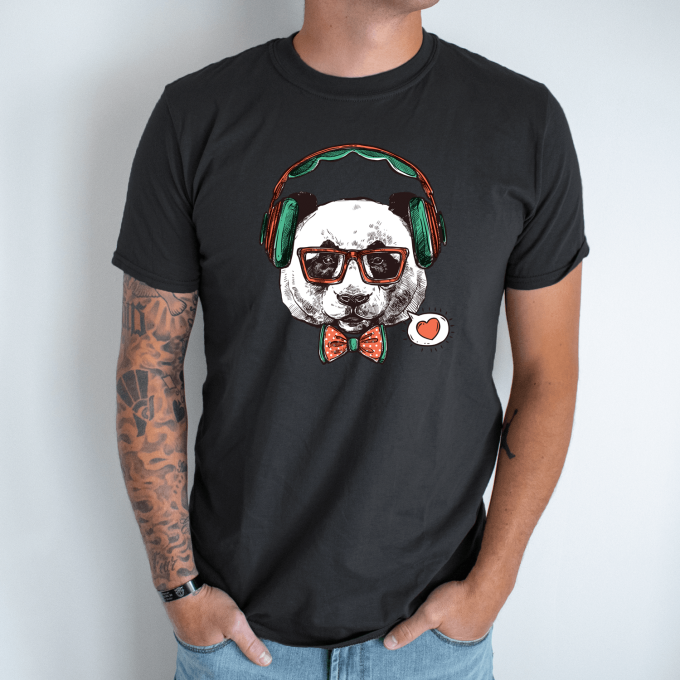 Unisex marškinėliai su spauda „Panda hipsteris“ - Image 5