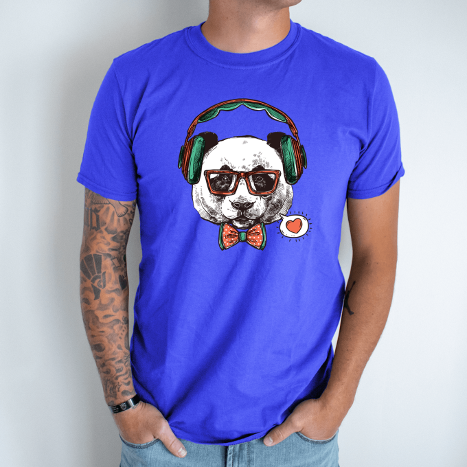 Unisex marškinėliai su spauda „Panda hipsteris“ - Image 4