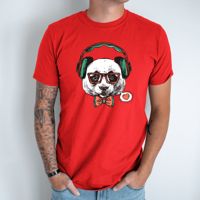 Unisex marškinėliai su spauda „Panda hipsteris“ - Image 3