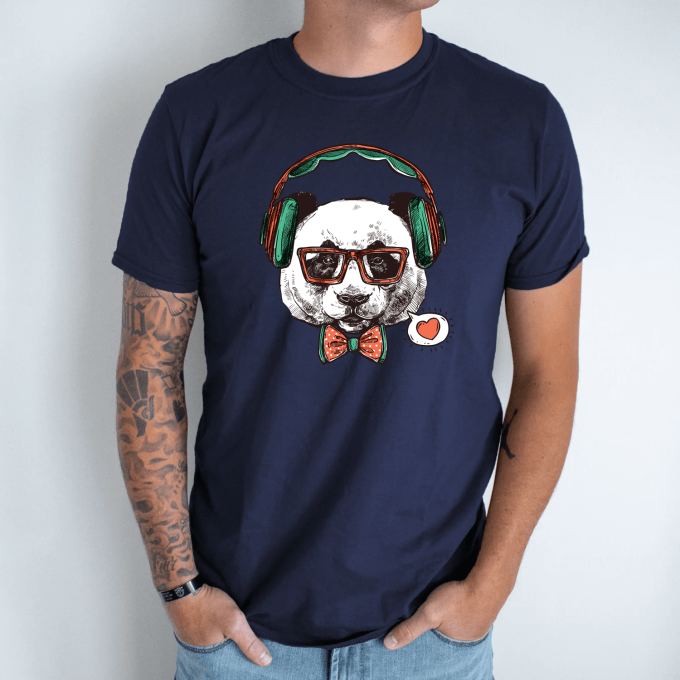 Unisex marškinėliai su spauda „Panda hipsteris“ - Image 2