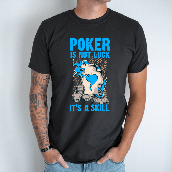 Unisex marškinėliai su spauda „Poker is a skill“ - Image 4