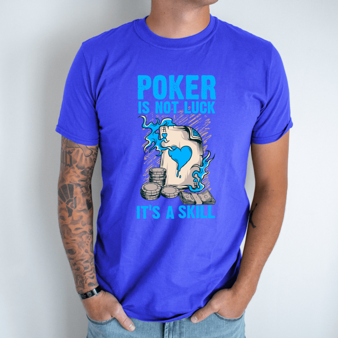 Unisex marškinėliai su spauda „Poker is a skill“ - Image 3