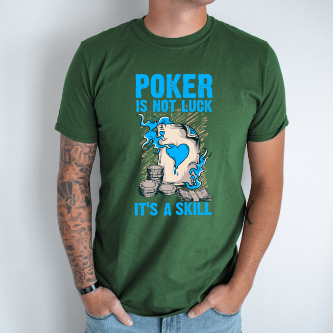 Unisex marškinėliai su spauda „Poker is a skill“ - Image 2