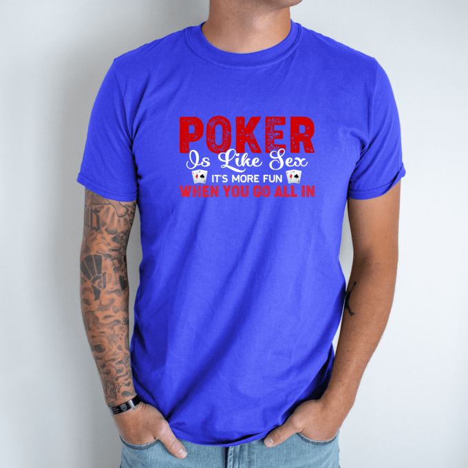 Unisex marškinėliai su spauda „Poker like sex“ - Image 4