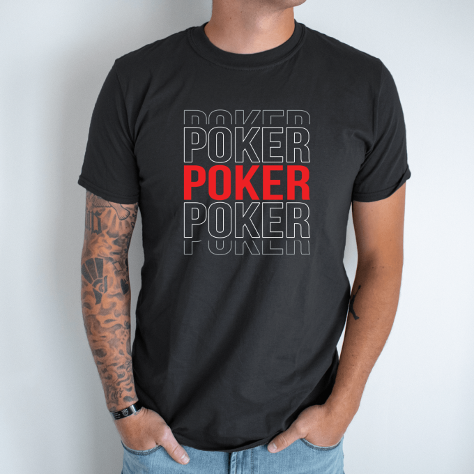 Unisex marškinėliai su spauda „Poker, poker, poker“ - Image 4