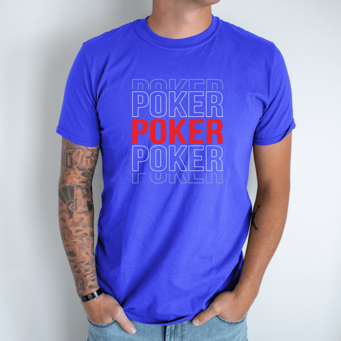 Unisex marškinėliai su spauda „Poker, poker, poker“ - Image 3