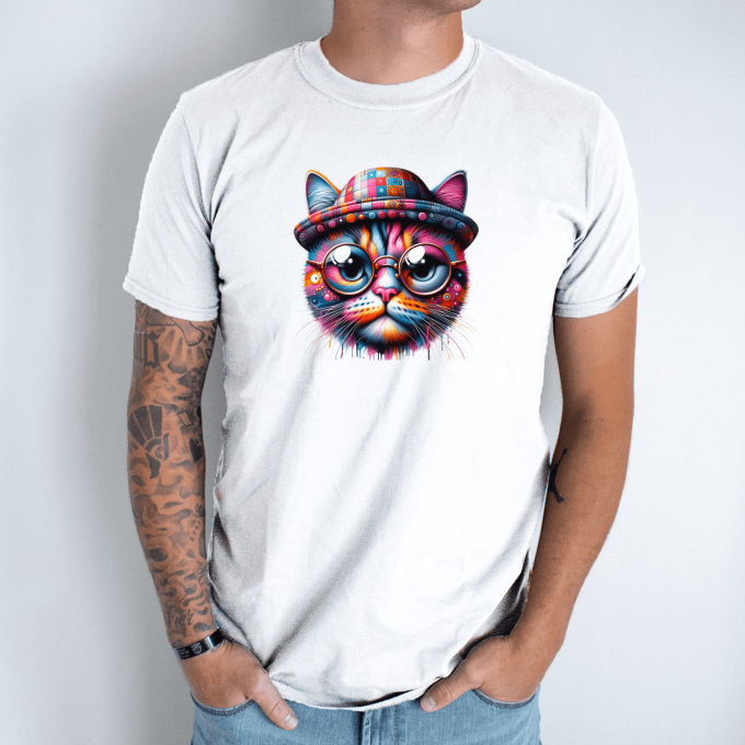 Unisex marškinėliai su spauda „Protingas katinas“ - Image 6