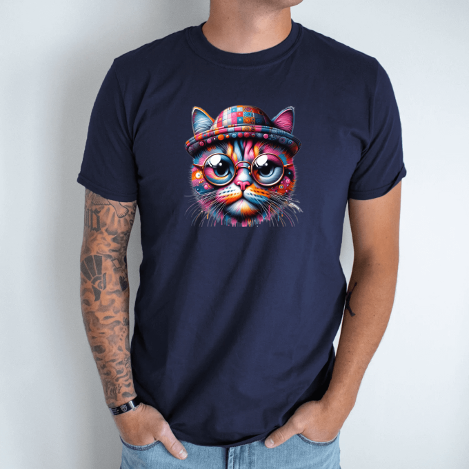 Unisex marškinėliai su spauda „Protingas katinas“ - Image 3