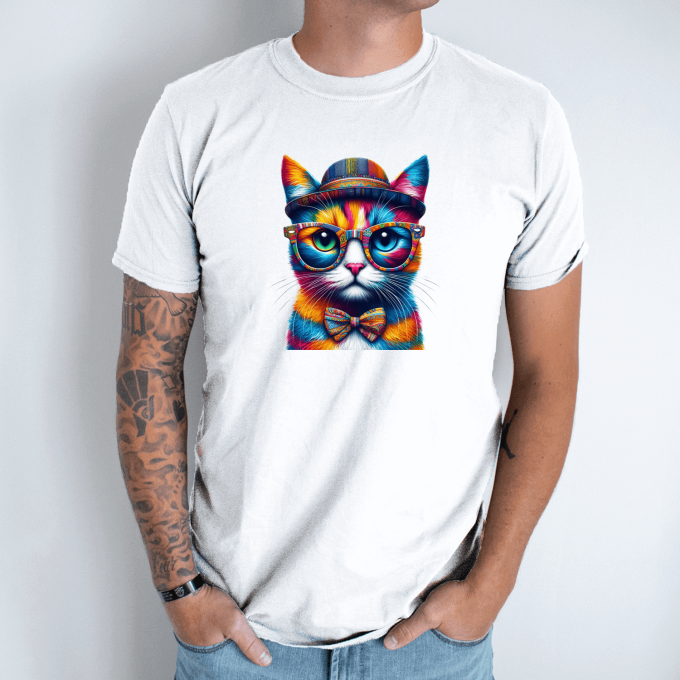 Unisex marškinėliai su spauda „Ryžtingas katinas“ - Image 6