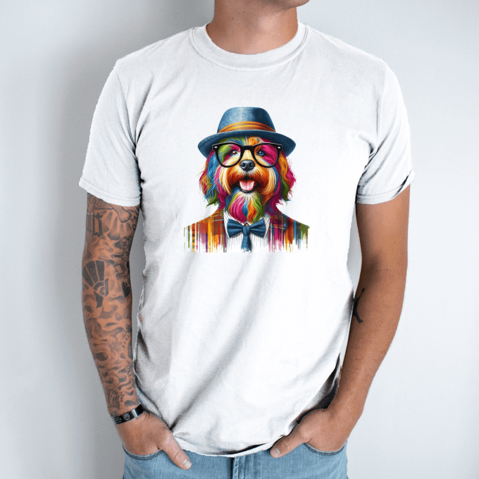 Unisex marškinėliai su spauda „Šuo hipsteris“ - Image 6