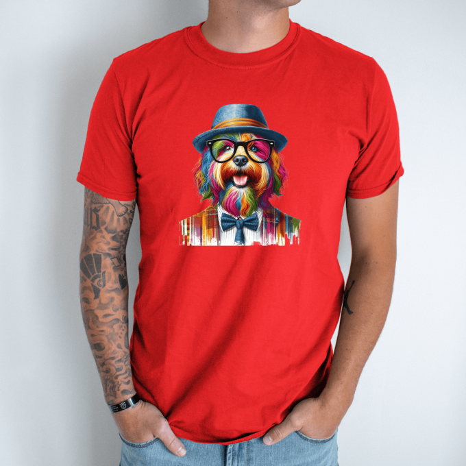 Unisex marškinėliai su spauda „Šuo hipsteris“ - Image 4