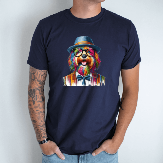 Unisex marškinėliai su spauda „Šuo hipsteris“ - Image 3
