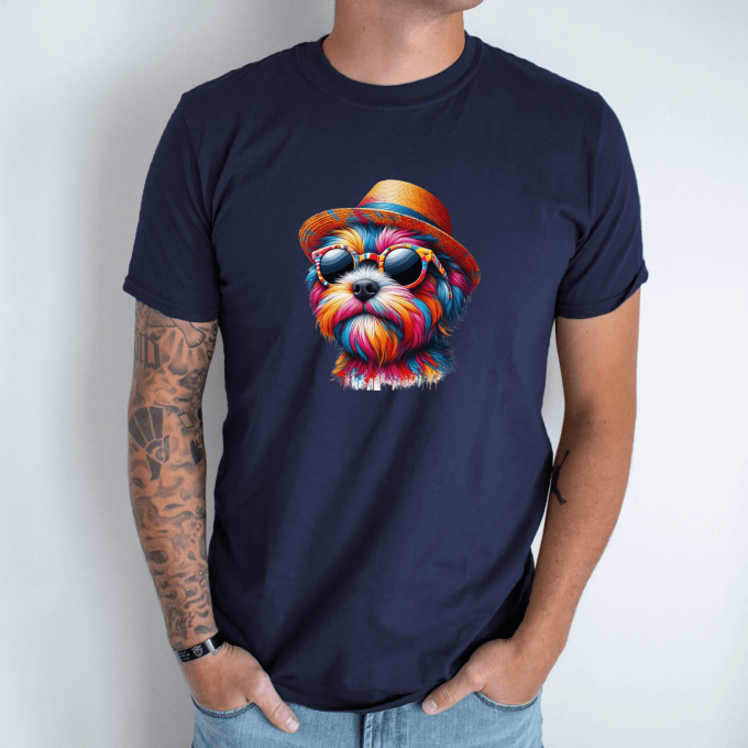 Unisex marškinėliai su spauda „Šuo lepinasi“ - Image 2