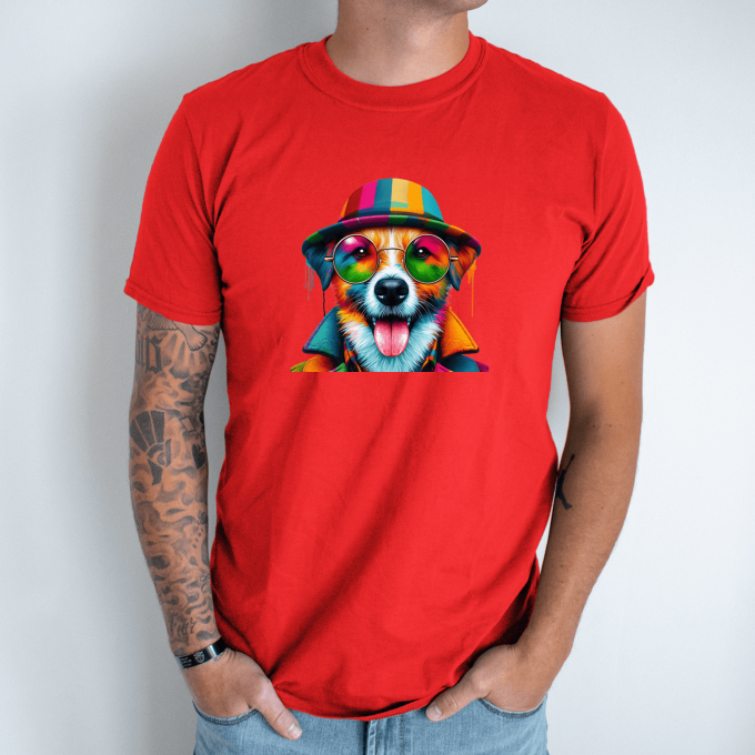 Unisex marškinėliai su spauda „Šuo su panama“ - Image 4