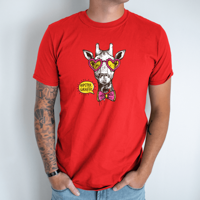 Unisex marškinėliai su spauda „Žirafa hipsteris“ - Image 4