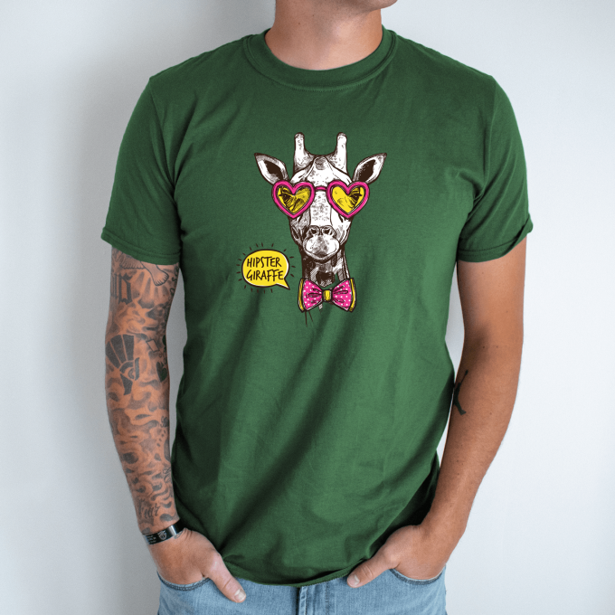 Unisex marškinėliai su spauda „Žirafa hipsteris“ - Image 2