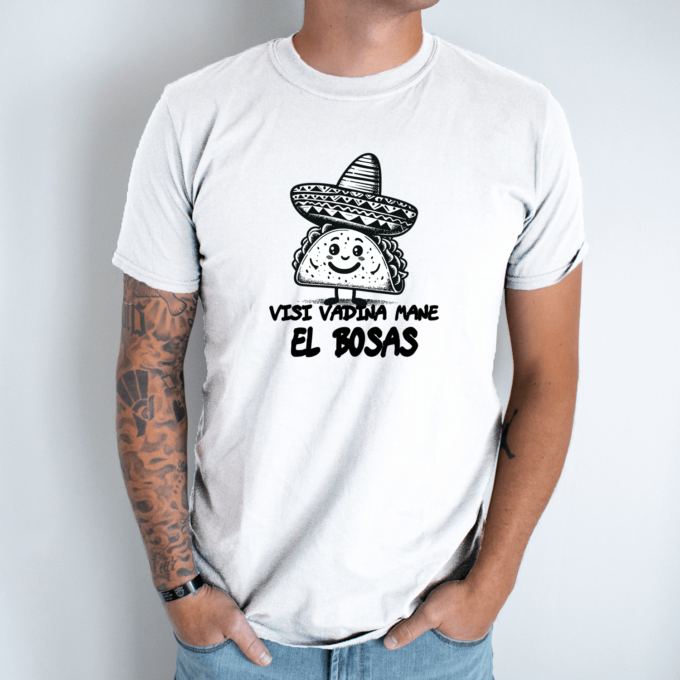 Unisex marškinėliai su spauda „El bosas“ - Image 7