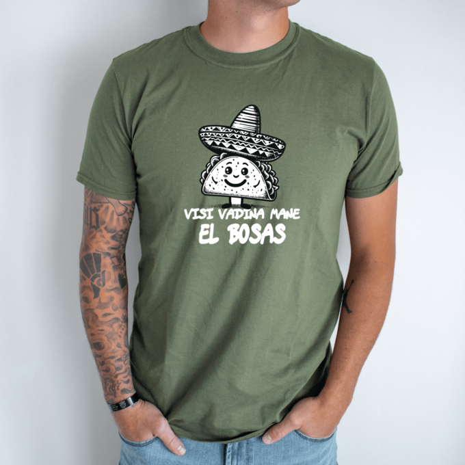 Unisex marškinėliai su spauda „El bosas“ - Image 6