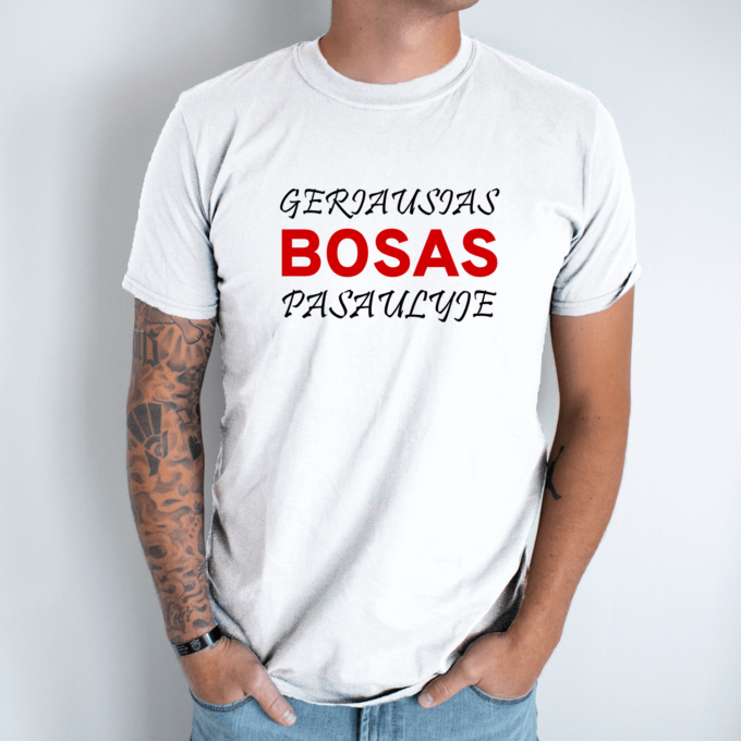 Unisex marškinėliai su spauda „Geriausias bosas pasaulyje“ - Image 5