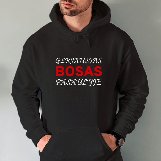 Unisex džemperis su spauda „Geriausias bosas pasaulyje“
