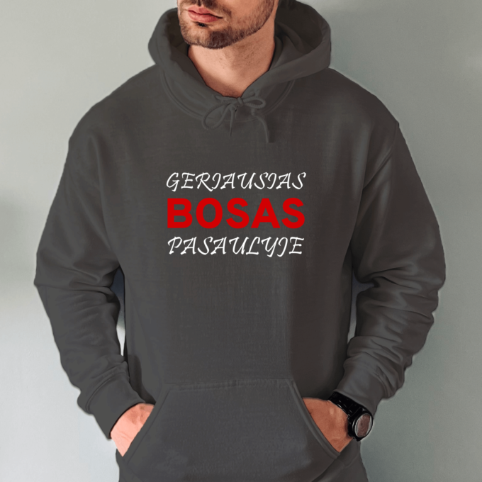Unisex džemperis su spauda „Geriausias bosas pasaulyje“ - Image 2