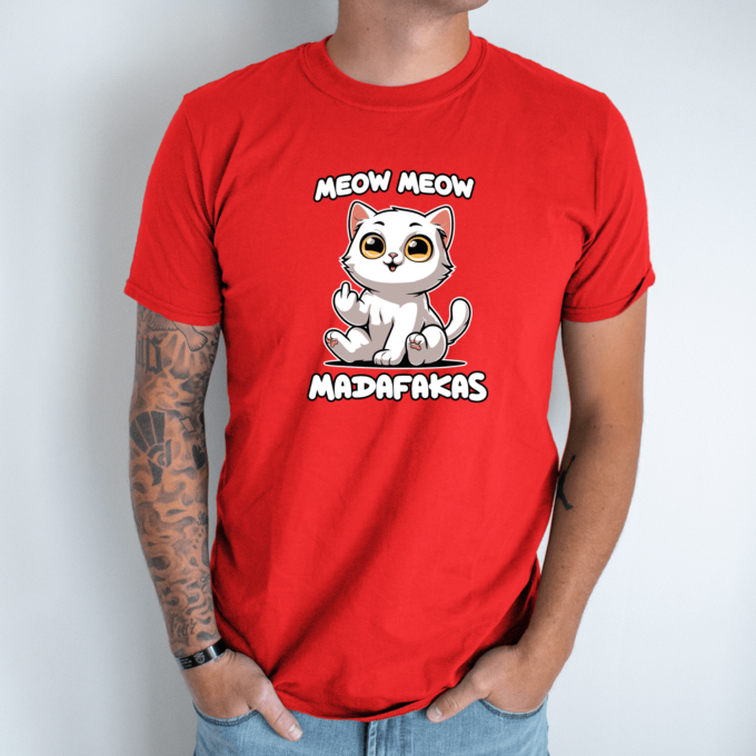 Unisex marškinėliai su spauda „Meow Meow Madafakas“ - Image 7