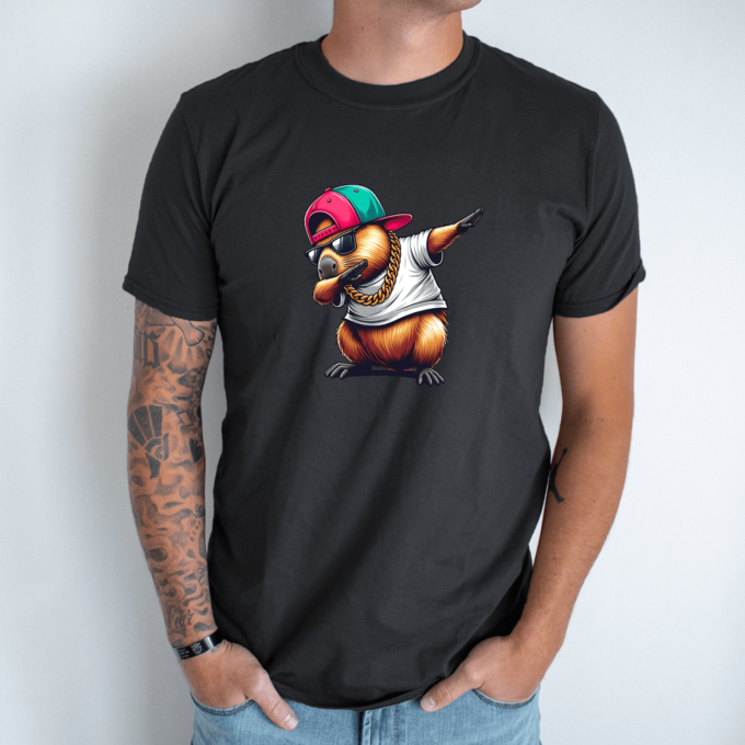 Unisex marškinėliai su spauda „Capybara Dab“ - Image 6