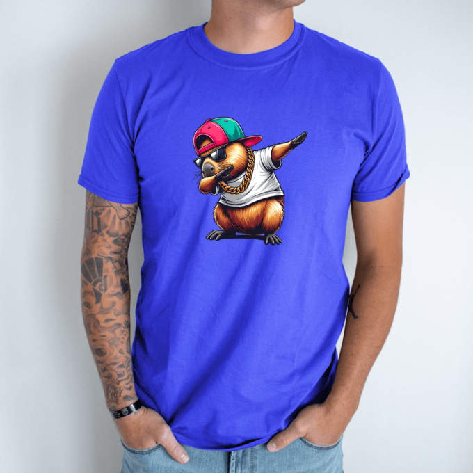 Unisex marškinėliai su spauda „Capybara Dab“ - Image 5