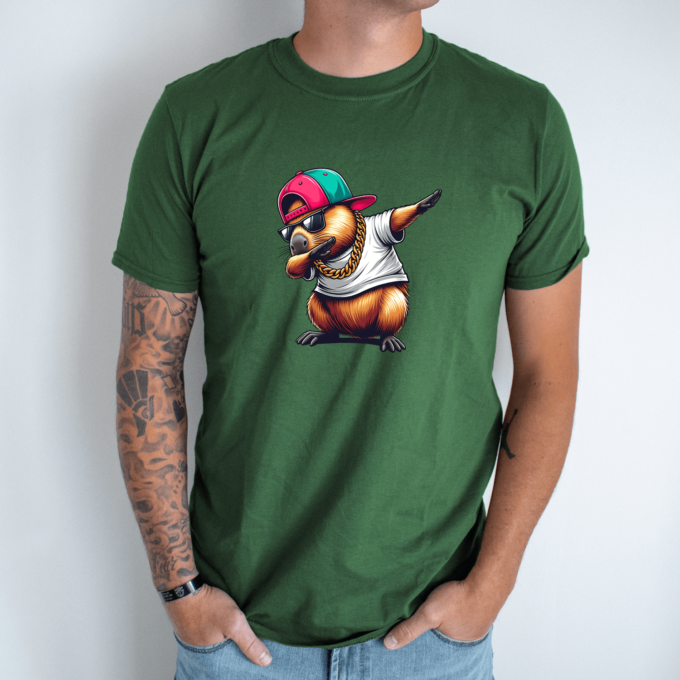 Unisex marškinėliai su spauda „Capybara Dab“ - Image 2