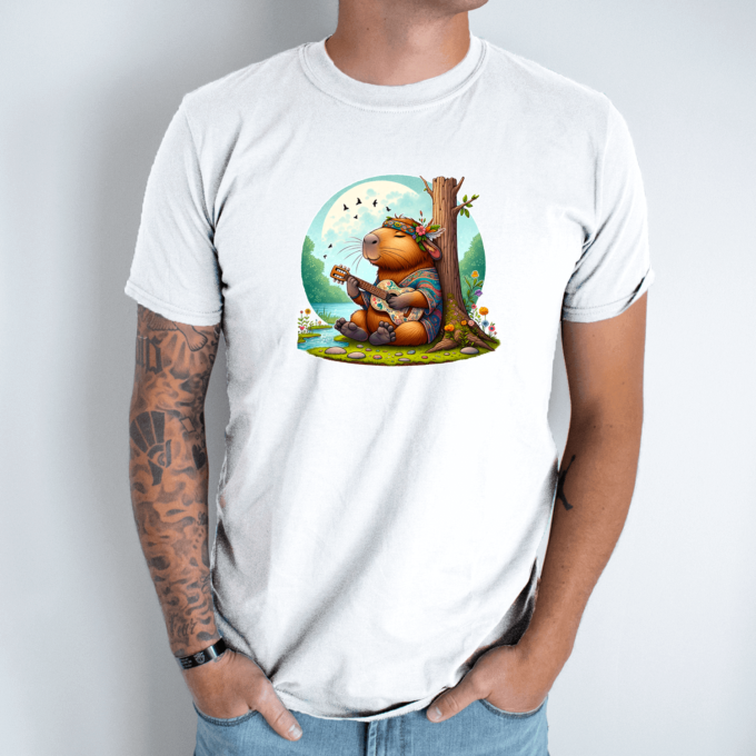 Unisex marškinėliai su spauda „Capybara Hippie“