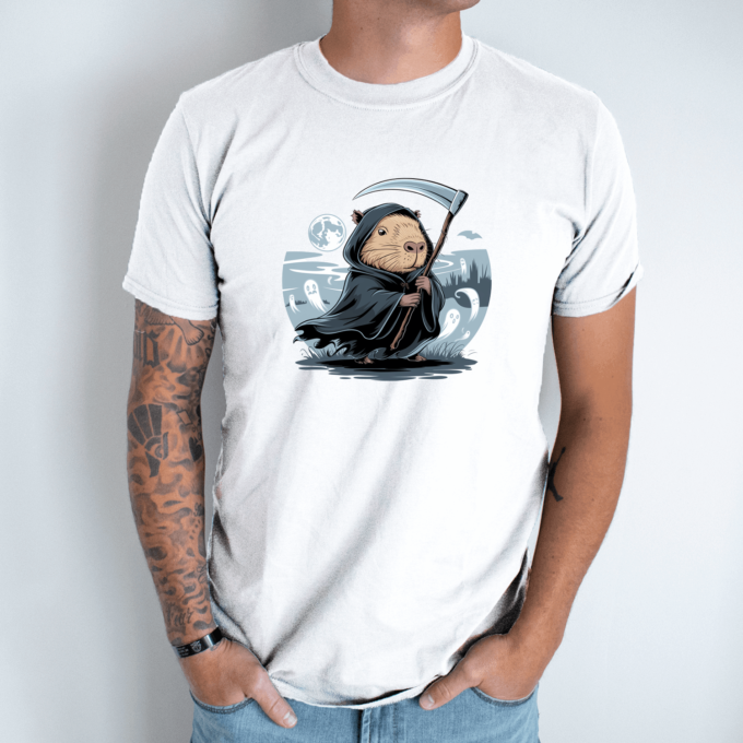 Unisex marškinėliai su spauda „Capybara Death“ - Image 14