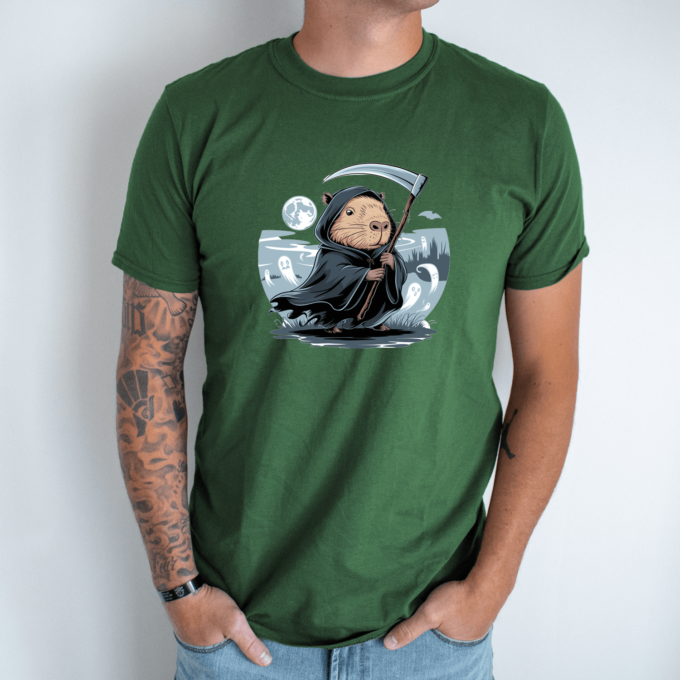 Unisex marškinėliai su spauda „Capybara Death“ - Image 4