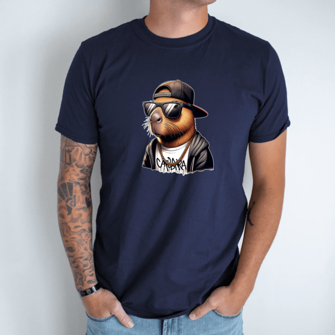 Unisex marškinėliai su spauda „Capybara reperis“ - Image 3