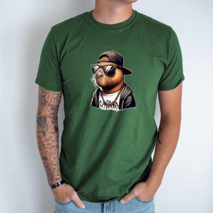 Unisex marškinėliai su spauda „Capybara reperis“