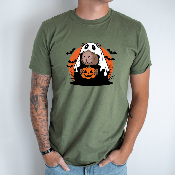 Unisex marškinėliai su spauda „Capybara vaiduoklis“ - Image 5