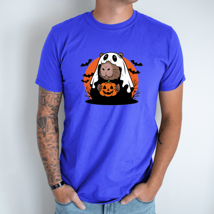 Unisex marškinėliai su spauda „Capybara vaiduoklis“ - Image 4