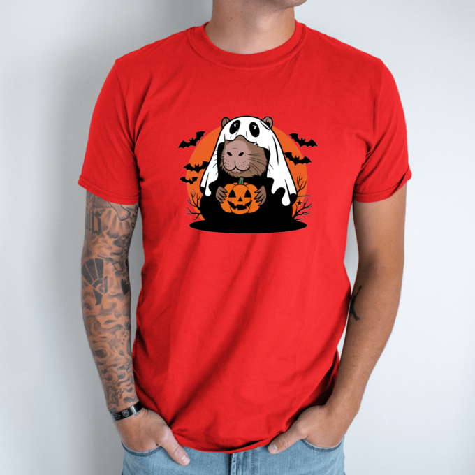 Unisex marškinėliai su spauda „Capybara vaiduoklis“ - Image 3