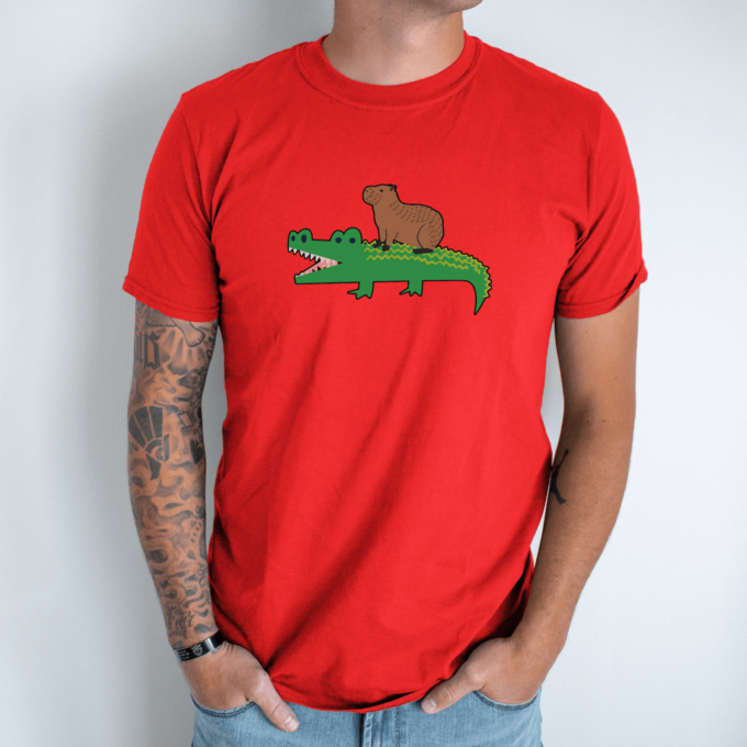 Unisex marškinėliai su spauda „Capybara valdovas“ - Image 5