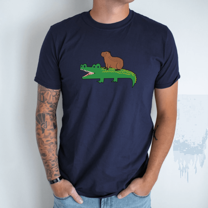 Unisex marškinėliai su spauda „Capybara valdovas“ - Image 6