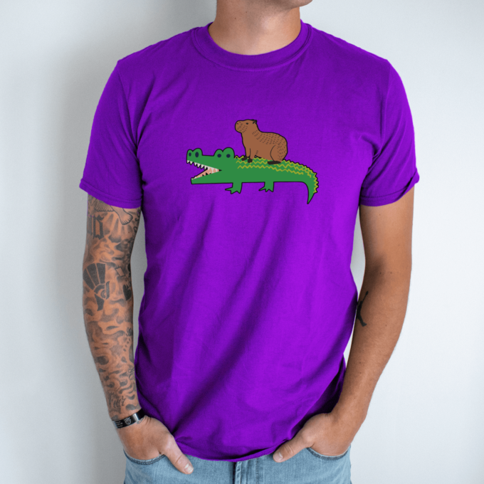 Unisex marškinėliai su spauda „Capybara valdovas“ - Image 8