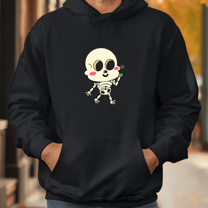 Unisex džemperis su spauda „Emo skeletas su gėlyte“ - Image 4