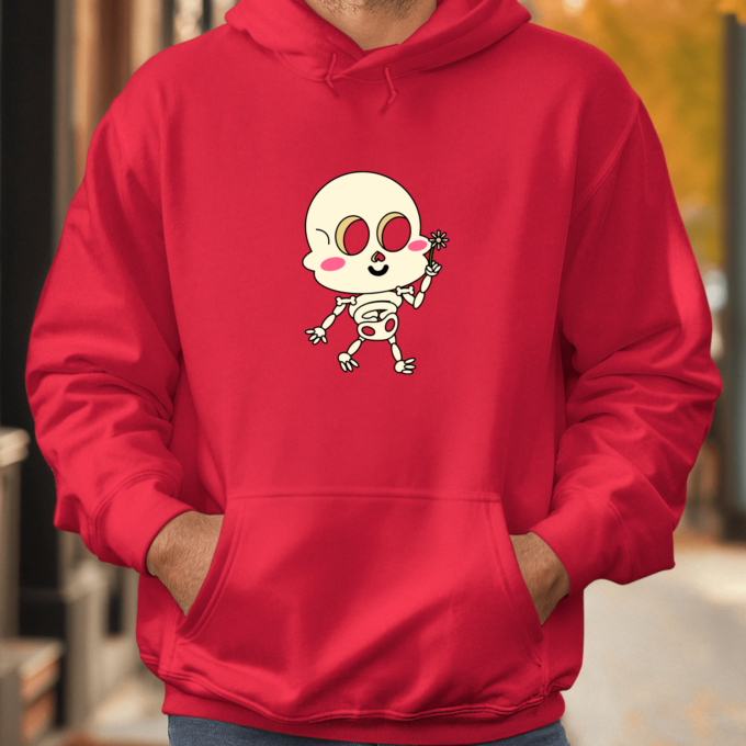 Unisex džemperis su spauda „Emo skeletas su gėlyte“ - Image 3