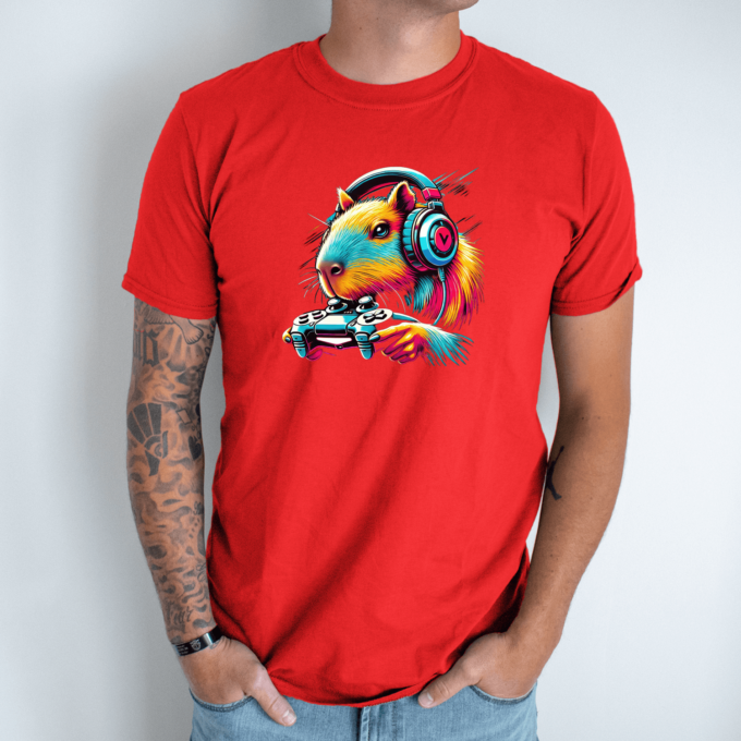 Unisex marškinėliai su spauda „Geimeris Capybara“ - Image 7