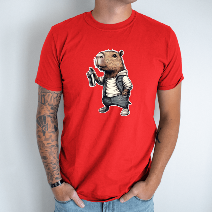 Unisex marškinėliai su spauda „Capybara graffiti“ - Image 5